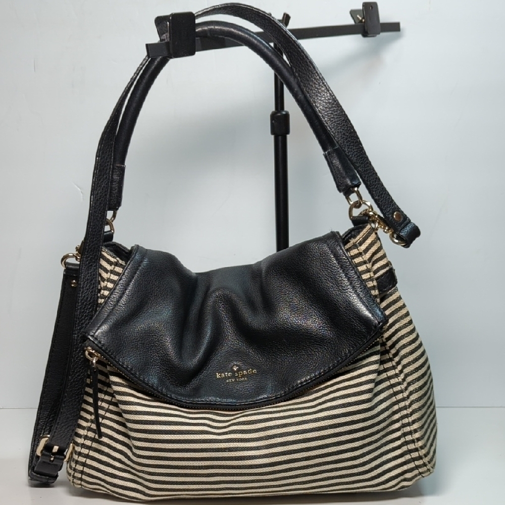 Kate Spade New York Black & white/Cream Striped Women's crossbody shoulder bag